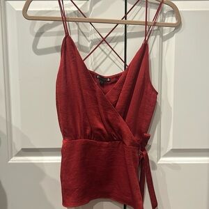 Brand new with tags. Burnt red faux wrap tank top